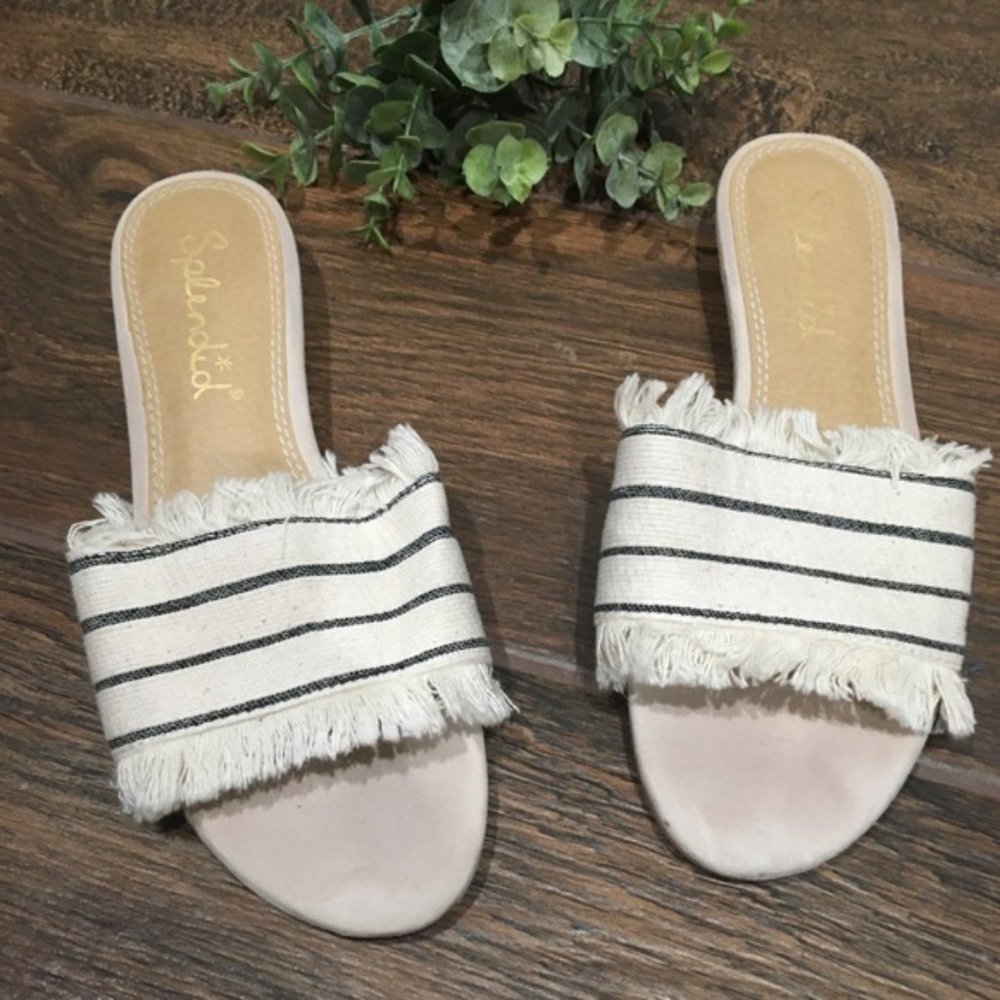 Splendid Striped Frayed Canvas Sandals
